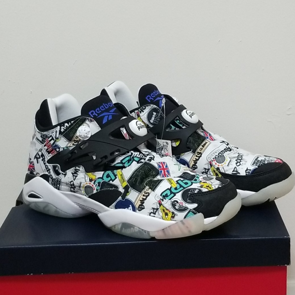 Reebok Pump Court Shoes w Graffiti Inspired Print Men’s size 9.5
